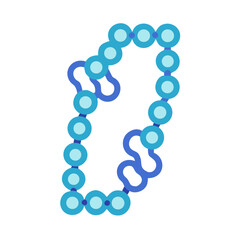 Blue Beads Necklace Illustration on Black Background Graphic