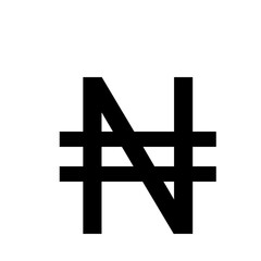 Illustration of the nigerian naira currency symbol in black on a white background with bold lines