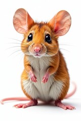 Adorable wood mouse, Apodemus sylvaticus, isolated on white , european, studio shot