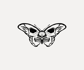 tattoo butterfly with skull wings texture vector design