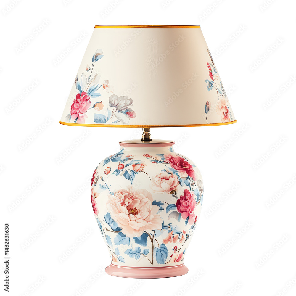 Poster elegant floral print table lamp with charming design perfect for home decor in any setting, elegant 