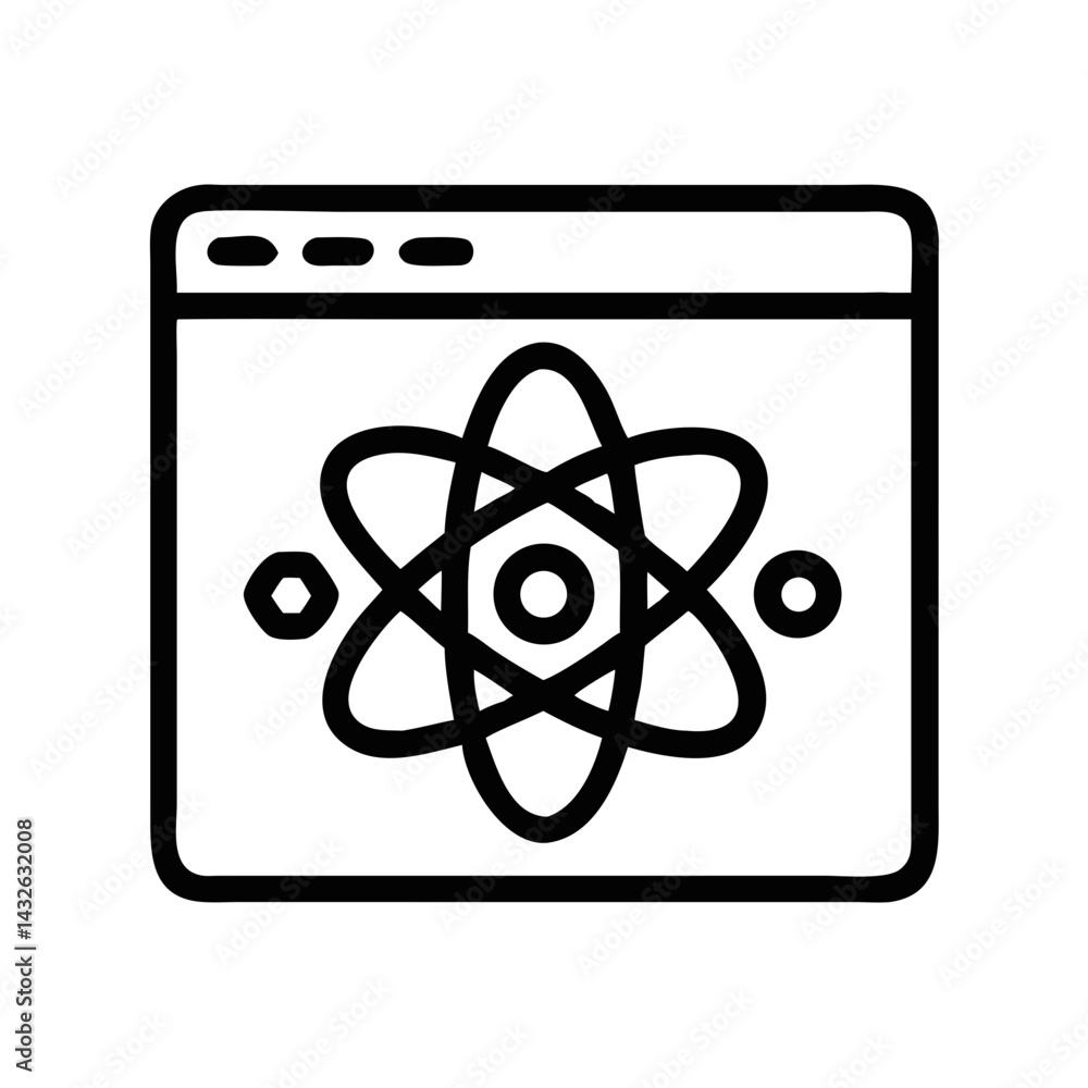 Poster atom icon inside web browser outline black theme