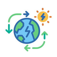 Renewable energy earth with sun power circulation icon