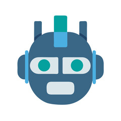 Modern Robot Head Icon with Teal Accents on Black