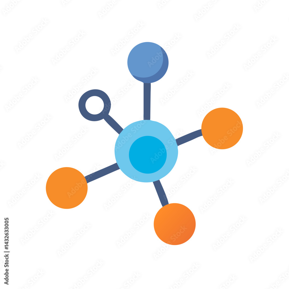 Aufkleber molecular structure graphic with black background and connection points