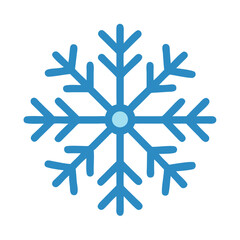 Blue Snowflake Icon on Black Background, Winter Theme