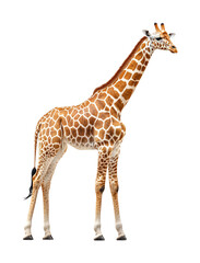 Fototapeta premium Giraffe walking gracefully in the wild nature scene isolated on transparent background