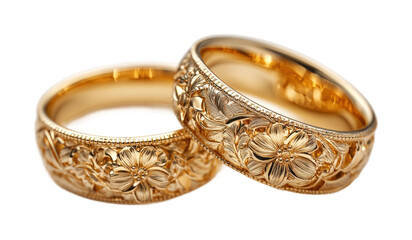 Elegant wedding rings jewelry store product isolated on transparent background