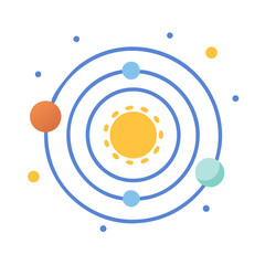 Obraz premium Solar system illustration with sun and orbiting planets