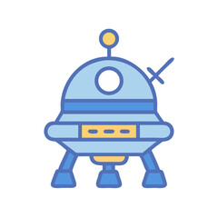Cute space lander vector icon on a black background