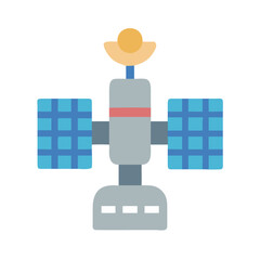 Satellite flat icon vector, communication, space exploration concept