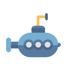 Cartoon Blue Submarine on Black Background Vector Illustration