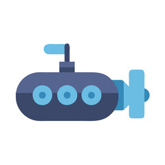 Stylized Blue Submarine Illustration Against Black Background