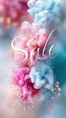 Bold "SALE" in Frame Over Colorful Abstract Smoke