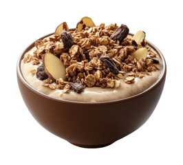 Healthy breakfast bowl with granola and nuts kitchen food isolated on transparent background