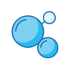 Molecule Model Icon, Light Blue Color, Science Concept