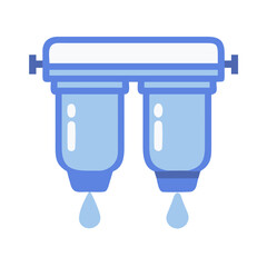 Two stage water filtration system icon on black background