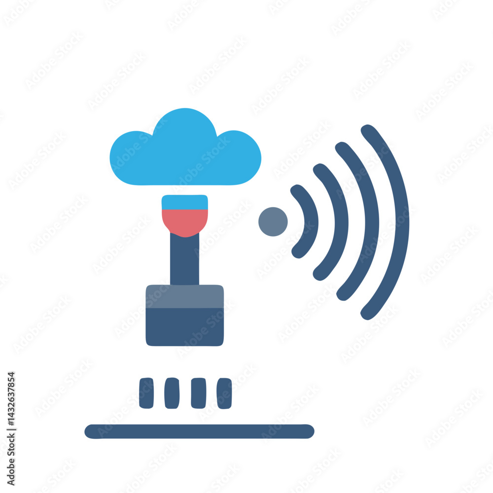Poster cloud connection signal icon with black background design