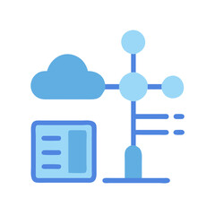 Blue data analytics infrastructure, cloud computing, and dashboard design