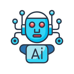 AI Robot Head with Circuitry, Modern Technology Icon