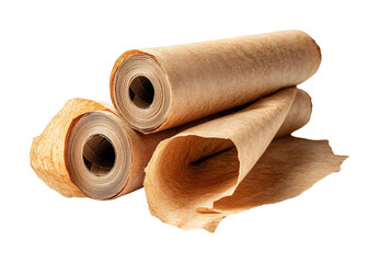 Crafting paper rolls for projects workshop view isolated on transparent background