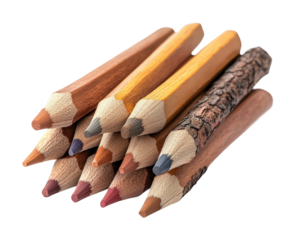 Creative drawing tools artistic workspace pencil collection view isolated on transparent background