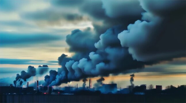 Sky-high Smoke, a scene that is from an industrial powerplant, perfect to be aware and for an environmental video