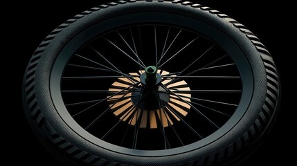 Fototapeta premium Close-up view of a bicycle wheel with a unique hub design.