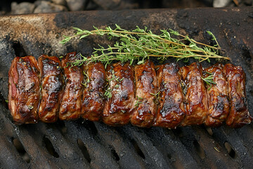 Juicy grilled meat patty closeup
