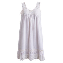 White cotton sundress with lace trim clothing display transparent background isolated png stock