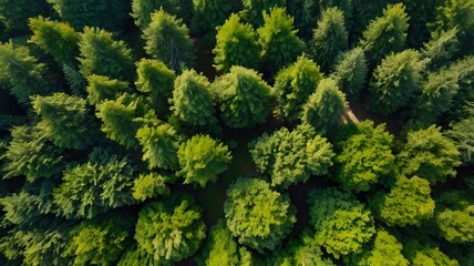 A young green forest in spring or summer