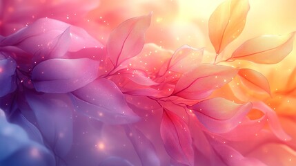 Fototapeta premium Delicate Floral Arrangement with Veiled Leaves and Glowing Parti