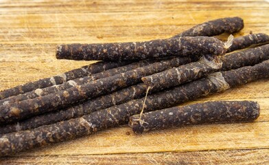 Traditional South African dried sausage from beef or game meat is a popular snack food