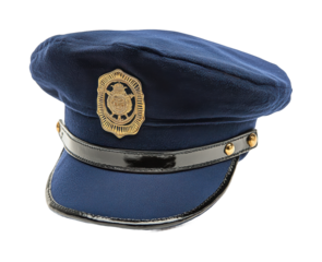 Police officer hat display law enforcement product isolated on transparent background