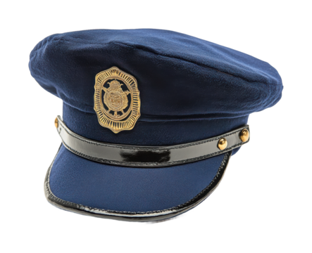 Police officer hat display law enforcement product isolated on transparent background