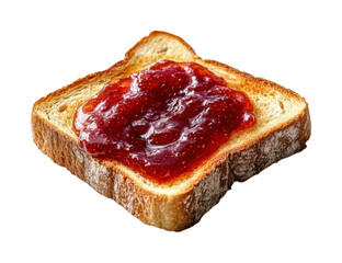 Delicious toast with strawberry jam kitchen food bright light isolated on transparent background