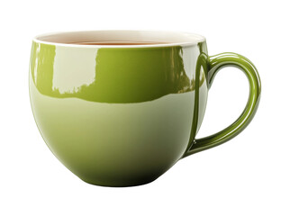 Pouring fresh tea into a green ceramic cup home kitchen still life isolated on transparent background