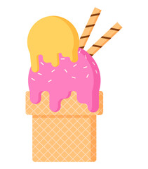 Ice cream cone cute cartoon summer drink dessert illustration clipart