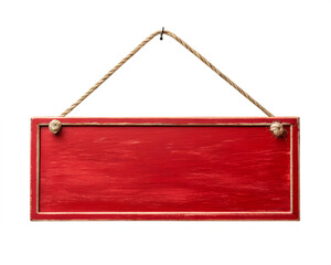 empty red hanging sign with string isolated on white background png