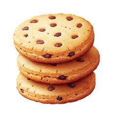 Delicious chocolate chip cookies bakery food indulgence isolated on transparent background