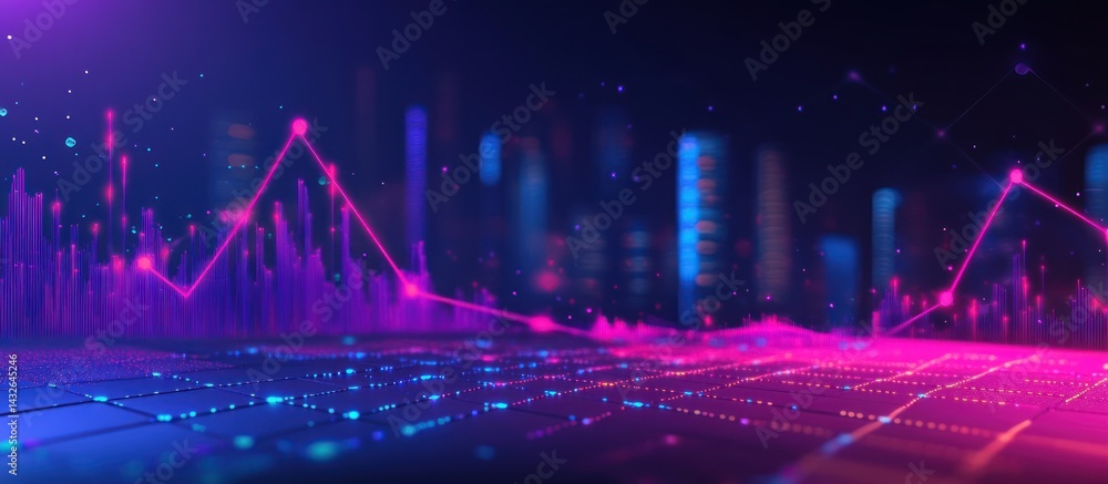 Poster abstract data visualization depicting market trends and statistical analysis
