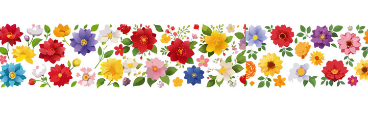 panorama seamless pattern set with flowers vector graphic design