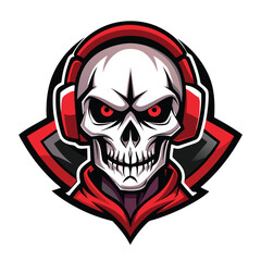 Fototapeta premium Skull with headphones, aggressive design