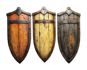 Medieval shield display historic decorative exhibit isolated on transparent background