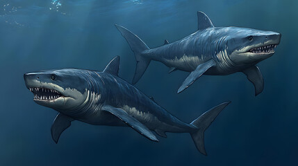 Obraz premium Graceful dolphins underwater