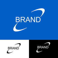 Logo template surrounded by ellipse. Galaxy, atom, black, white, blue, general. Vector