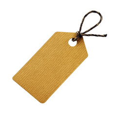 A simple, isolated price tag with a twine attachment on a transparent background for retail pricing displays, price tag isolated on transparent background