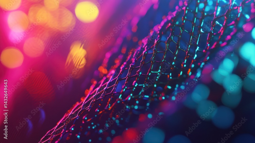 Poster abstract glowing meshwork with vibrant bokeh effect, ethereal background