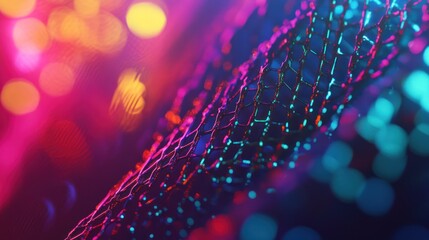 Abstract glowing meshwork with vibrant bokeh effect, ethereal background