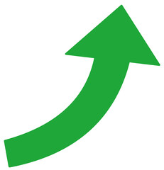 An arrow pointing upwards in an arc